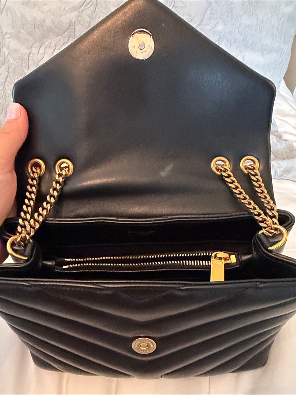 Saint Laurent Black Calfskin Y Quilted Monogram Medium LouLou Chain Satchel - Picture 3 of 10